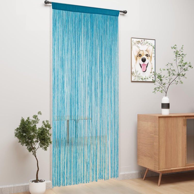 YIIBAII Door String Curtains Fringe Door Curtains for Doorways Window Room Decoration Living Room Divider(39"x79", Blue) - Image 3