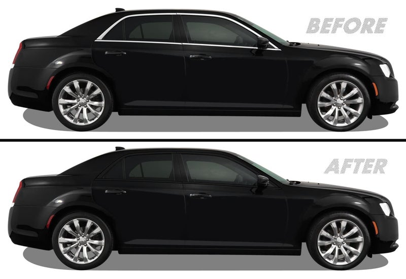 SlickMod Chrome Delete Blackout Vinyl Overlay for 2011-2021 Chrysler 300 Window Trim (Gloss Black) - Image 1