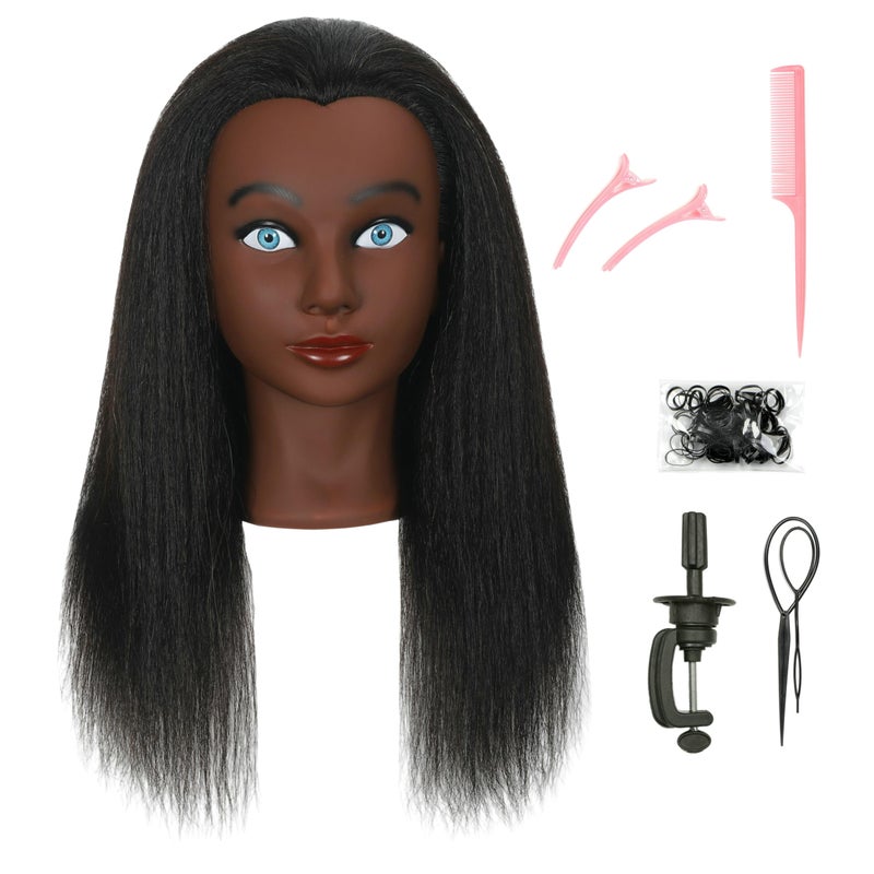 LECIPO 30 Inch Brown 80 Human Hair Mannequin Head with Stand for Hairdresser Practice Braiding Styling Cosmetology Manikin Doll Training Head