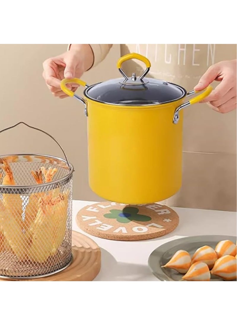 Generic - Deep Oil Fryer with Non-Slip Silicone Handle and Frying Pan with Lid for Home Kitchen 3L - Image 1