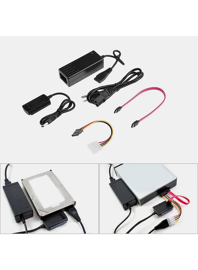 مجموعة مكونة من كابل تحويل USB 2.0 إلى ساتا IDE لمحركات الأقراص 2.5 بوصة و3.5 بوصات أسود - Image 2