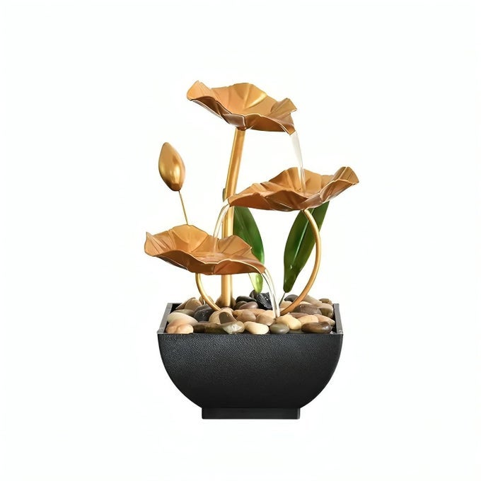 TABLETOP WATER FOUNTAIN HOME DECOR ORNAMENTS WITH WATERFALL DESKTOP LEAF FOUNTAINS DEEP BASIN NATURAL RIVER ROCKS INDOOR ZEN RELAXATION FOR OFFICE LIVING ROOM BEDROOM DECOR