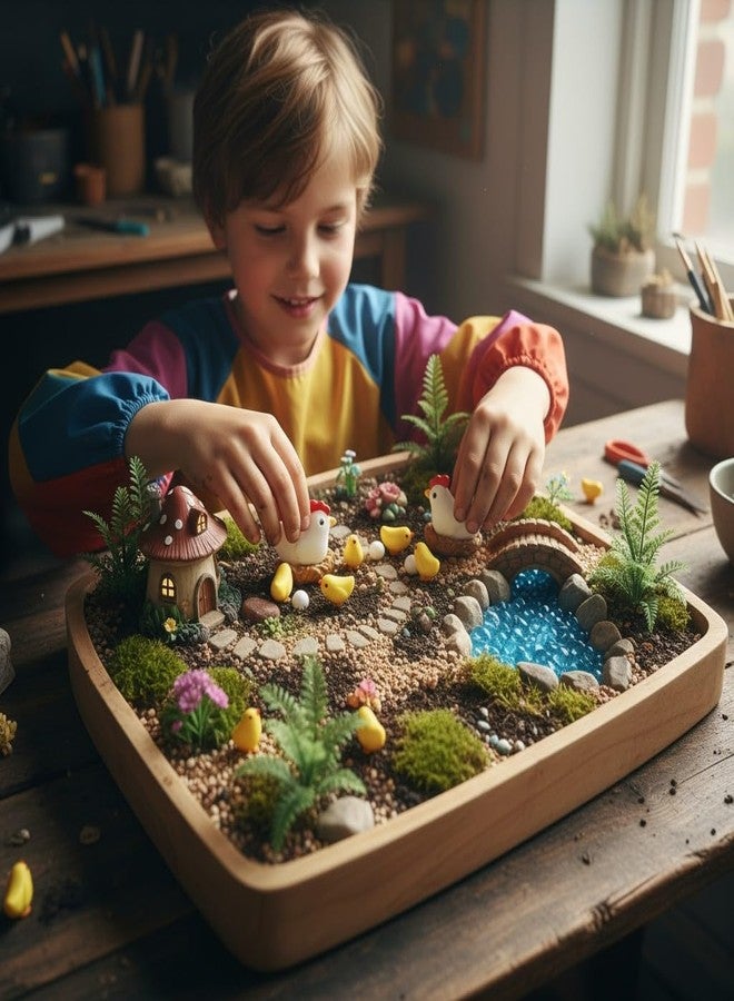 Krisah Pack of 14 pcs Miniature Decoration Animals Items Hen Family Resin Garden/Dollhouse/Fairy Garden, Multicolor, Animal - Image 3