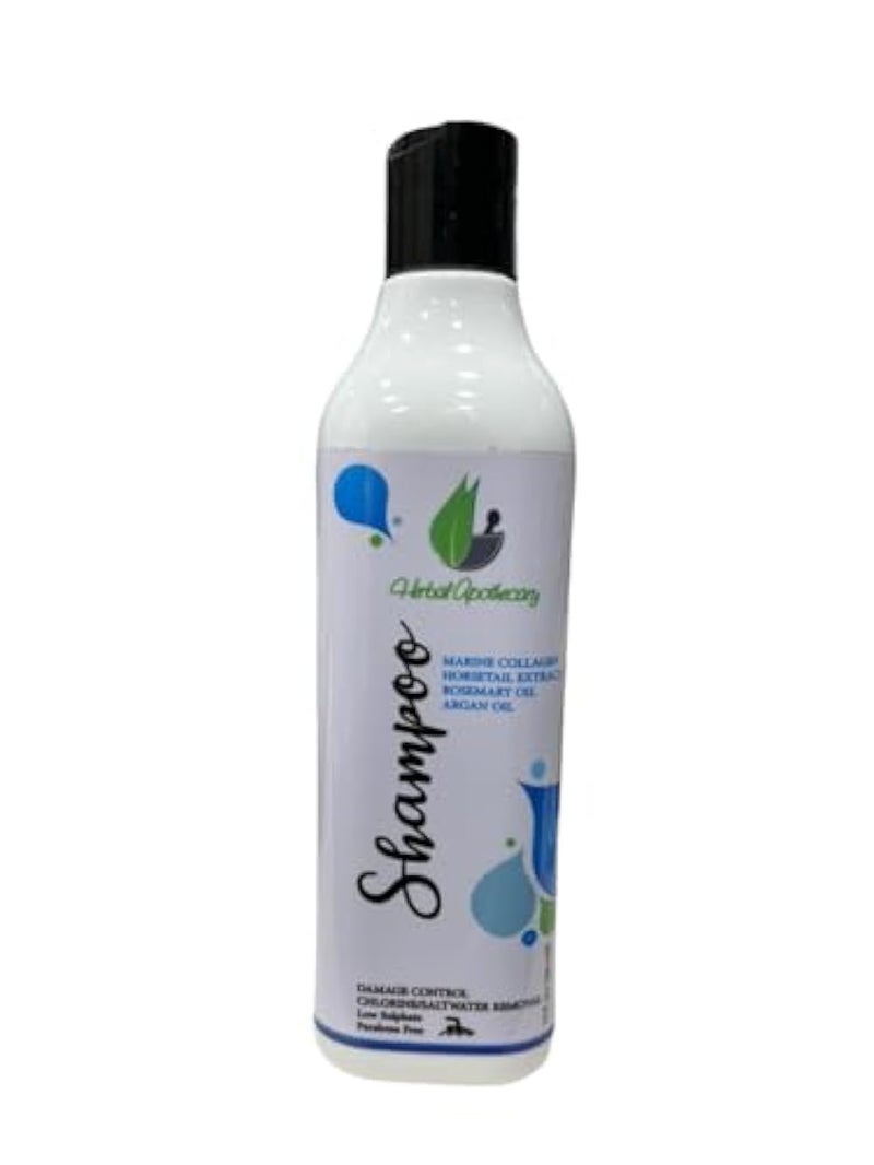 Herbal Apothecary Marine Collagen Shampoo, Horsetail Extract, Rosemary Oil, Argan Oil, Damage Control, Sulfate & Paraben Free