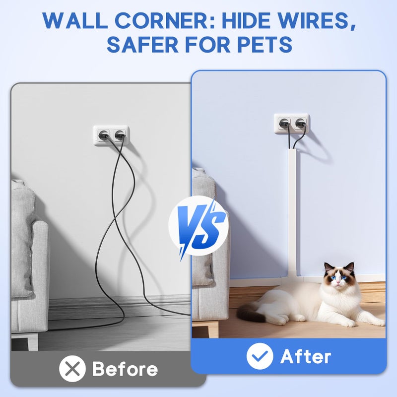 JOYUMY 315in Cord Hider Kit, Paintable Cable Raceway, Cord Covers for Wires on Wall, Cord Hider for Wall Mount tv, tv Cable Hider Wall kit, Wire Covers for Cords, W0.96in X H0.57in, White - Image 3
