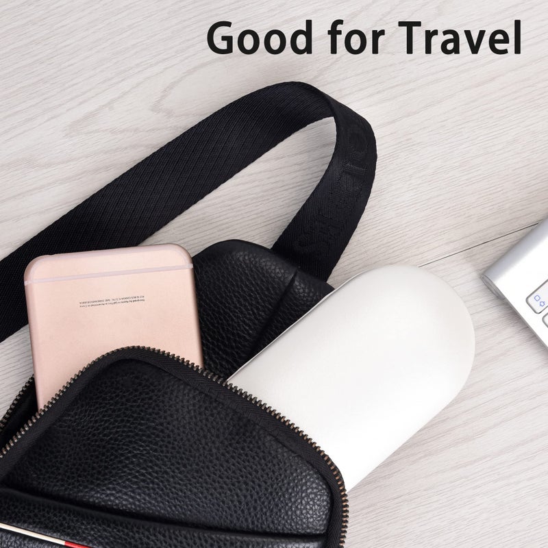 Muf 2 in 1 Double Sided Portable Contact Lens Case and Eyeglasses Case,Dual Use Design with Built-in Mirror, Tweezer and Contact Lens Solution Bottle Included for Travel Kit,Pearl White - Image 5