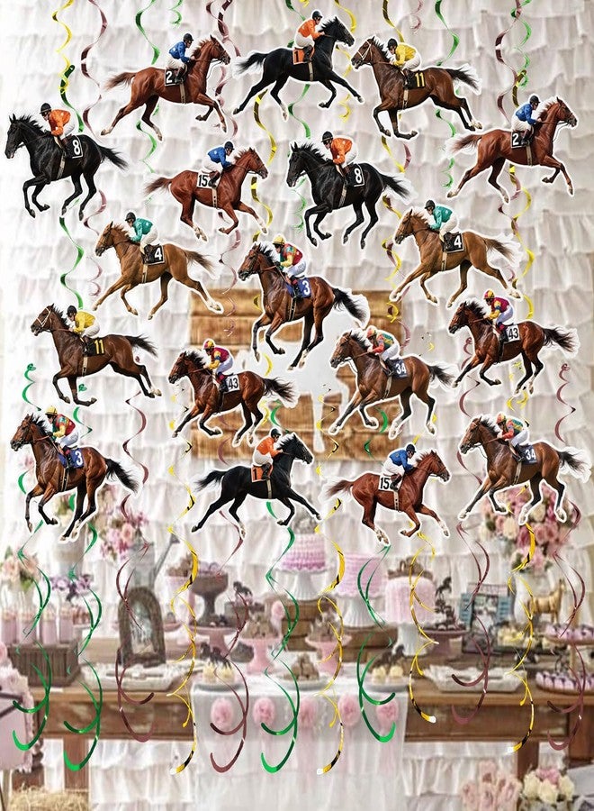 كينيانكو 30 قطعة من زينة حفلات سباق الخيل، زينة معلقة حلزونية الشكل، زينة سقفية لسباق الخيل، ديكورات سباق الخيل، لوازم حفلات الفروسية ذات الطابع الفروسي - Image 5