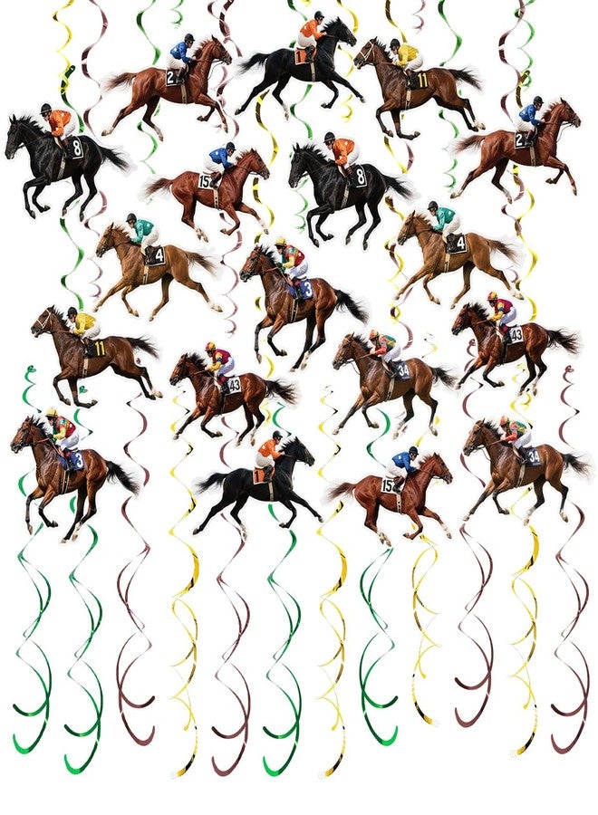 كينيانكو 30 قطعة من زينة حفلات سباق الخيل، زينة معلقة حلزونية الشكل، زينة سقفية لسباق الخيل، ديكورات سباق الخيل، لوازم حفلات الفروسية ذات الطابع الفروسي - Image 1