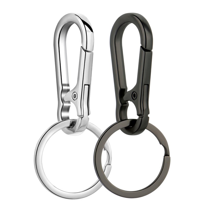 Wikavanli Metal Keychains Keyring Key Chain Ring Clip Holder Organizer for Home Car Keys Key Finder Women Men (2, Silver Black) - Image 1