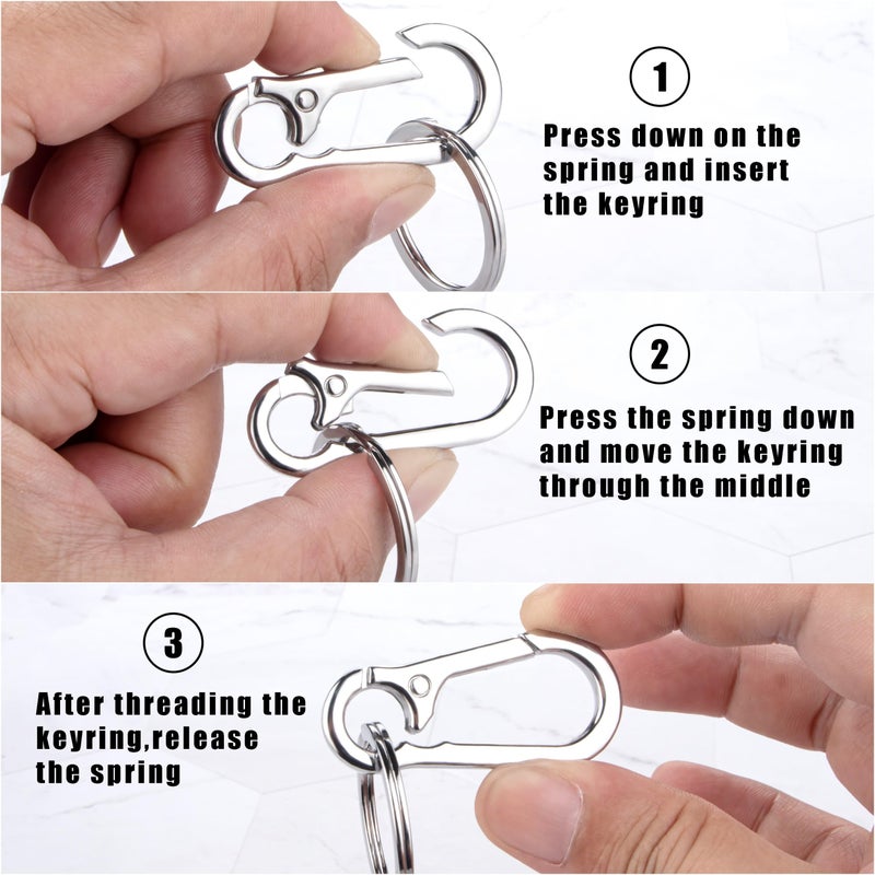 Wikavanli Metal Keychains Keyring Key Chain Ring Clip Holder Organizer for Home Car Keys Key Finder Women Men (2, Silver Black) - Image 3