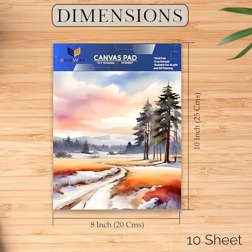 Eduway Premium Cotton Canvas Pad (10x8 Inch) | For Acrylic, Oil Painting, Drawing, Sketch & Wet Art Media | Ideal for Hobby Artist, Professional & Beginner | Acid Free, Durable 10 Sheet, Pack 1, White - Image 2