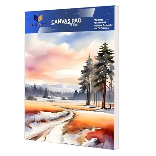 Eduway Premium Cotton Canvas Pad (10x8 Inch) | For Acrylic, Oil Painting, Drawing, Sketch & Wet Art Media | Ideal for Hobby Artist, Professional & Beginner | Acid Free, Durable 10 Sheet, Pack 1, White - Image 1