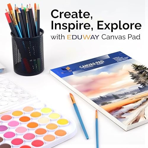 Eduway Premium Cotton Canvas Pad (10x8 Inch) | For Acrylic, Oil Painting, Drawing, Sketch & Wet Art Media | Ideal for Hobby Artist, Professional & Beginner | Acid Free, Durable 10 Sheet, Pack 1, White - Image 3