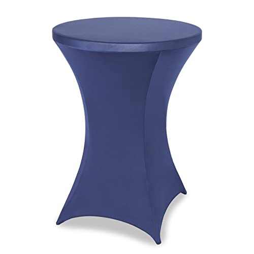FestiCorp Spandex Table Cover Cocktail Fitted Tablecloths Round Highboy Stretch Table Covers Cloths for Party DJ Wedding Birthday Banquet Navy Blue 3032 Diameter x 4043 Height