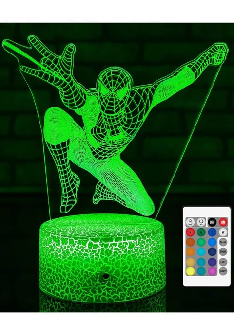 Spiderman Lamp 3D Spider man Night Lights for Kids with Remote & Smart Touch 7 Colors + 16 Colors Changing Dimmable Spiderman Toys for 3 4 5 6 7 Year Old Boys New Year Birthday Gifts
