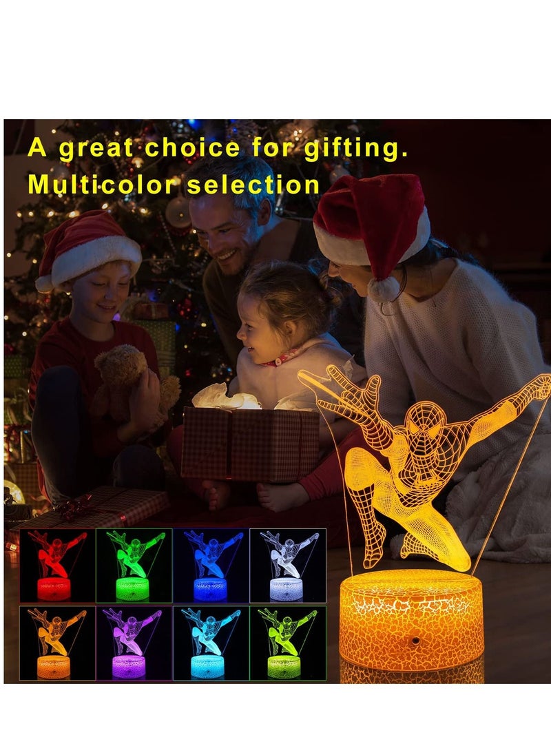 althiqahkey - Spiderman Lamp 3D Spider man Night Lights for Kids with Remote & Smart Touch 7 Colors + 16 Colors Changing Dimmable Spiderman Toys for 3 4 5 6 7 Year Old Boys New Year Birthday Gifts - Image 1