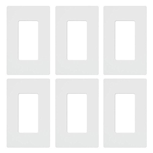 Lutron Claro Light Switch Cover Plate 1 Gang Wallplate for Decorator Light Switches Rocker Light Switch Cover Outlet Cover Screwless Switch Plate Cover Gloss CW1WH6 White 6 Pack