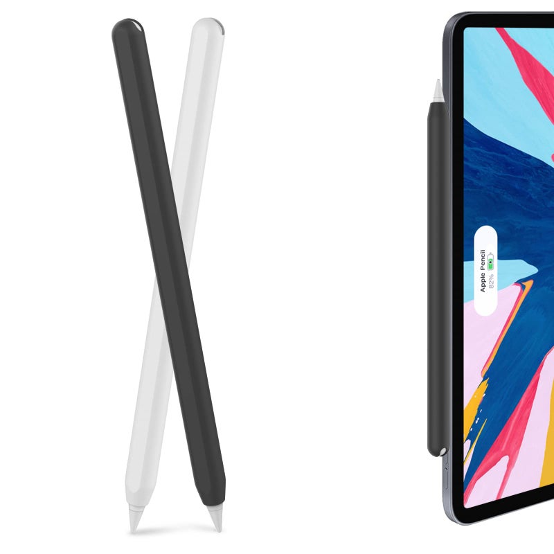 AhaStyle Silicone Case for Apple Pencil 2nd Generation Apple Pencil Pro 2024 Sleeve Skin Ultra Thin Apple Pencil Protective Cover Compatible with Magnetic Charging and Double Tap Black White - Image 3