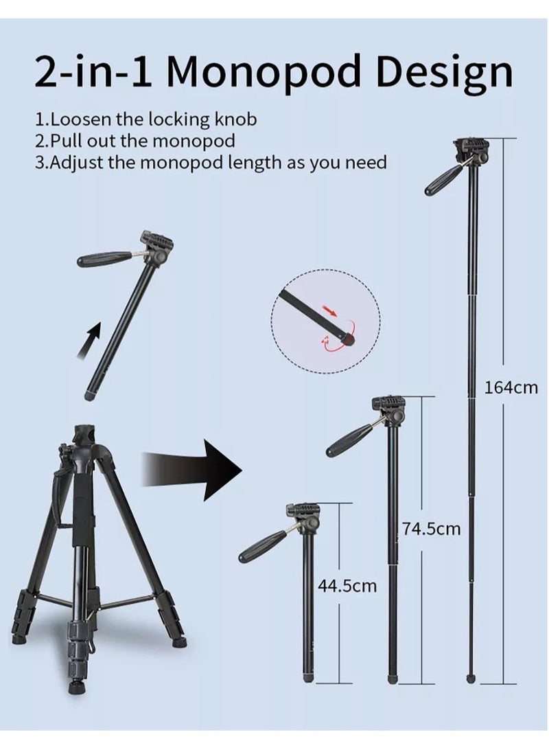 DUSALA Professional Camera Tripod Stand Lightweight Travel Aluminum Stand Multifunctional Professional Tripod 360° Rotation Tripod Stand Horizontal Rotatable Center Column tripod (KP-2294) - Image 3