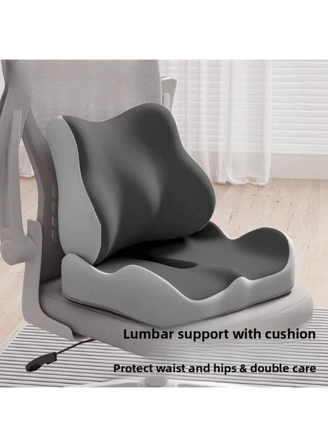 Ergonomic Gray Waist Rest Memory Foam Chair Cushion Breathable Washable Cover Non Slip Soft Support For Office Chair Wheelchair Car Seat Long Sitting Comfort - Image 3