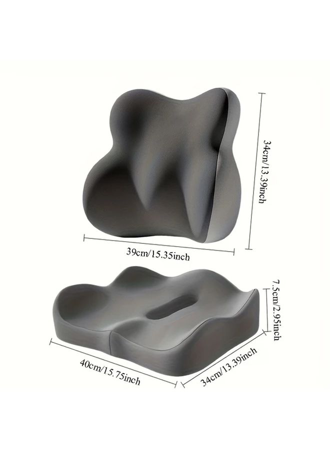 Ergonomic Gray Waist Rest Memory Foam Chair Cushion Breathable Washable Cover Non Slip Soft Support For Office Chair Wheelchair Car Seat Long Sitting Comfort - Image 2