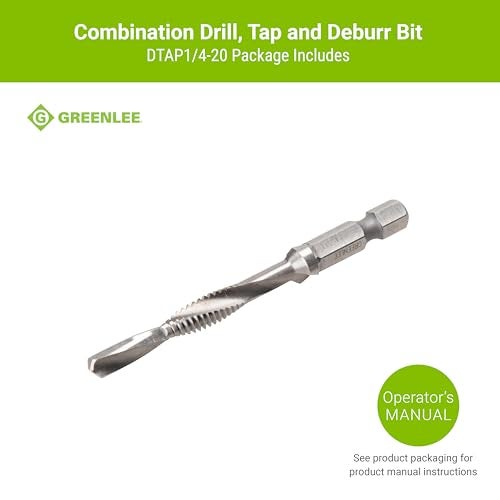 Greenlee DTAP1/4-20 Combination Drill/Tap Countersink Drill Bit for up to 10-Gauge Metal, Combination Drill, Tap, and Deburr Bit with Quick Change Hex, 1/4-20 NC - Image 2