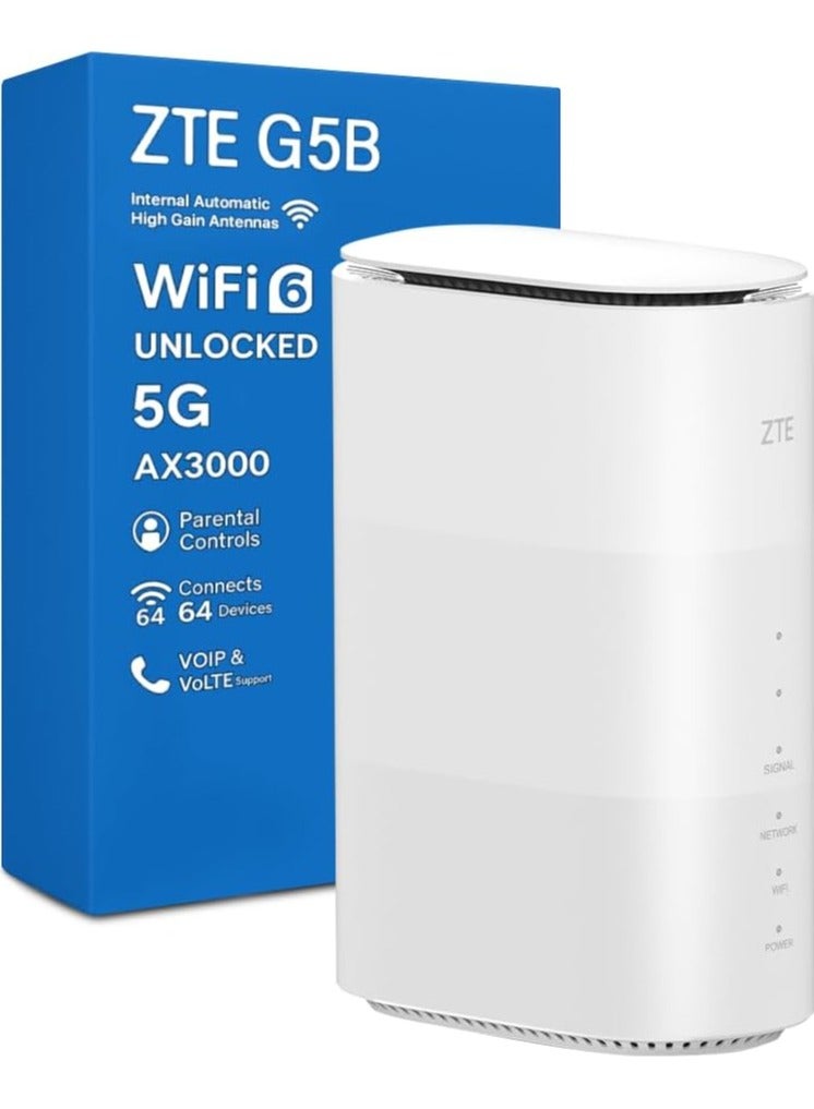 ZTE G5B 5G Fast WiFi6 Unlocked Wireless Home Router, Mobile Broadband Device, Premium Design with Low Power Consumption, No Configuration Required, Parental Control, Easy Management - White - Image 2