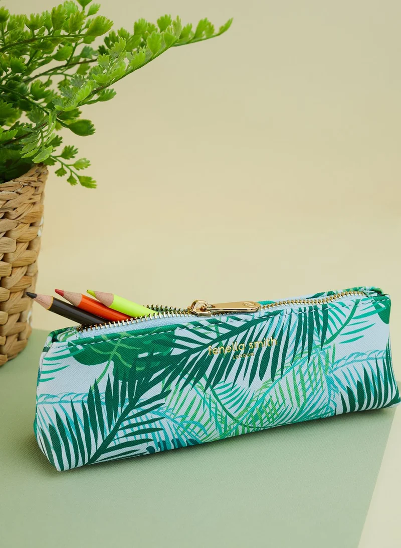 Fenella Smith London Green Palm Vegan Leather Pencil Case