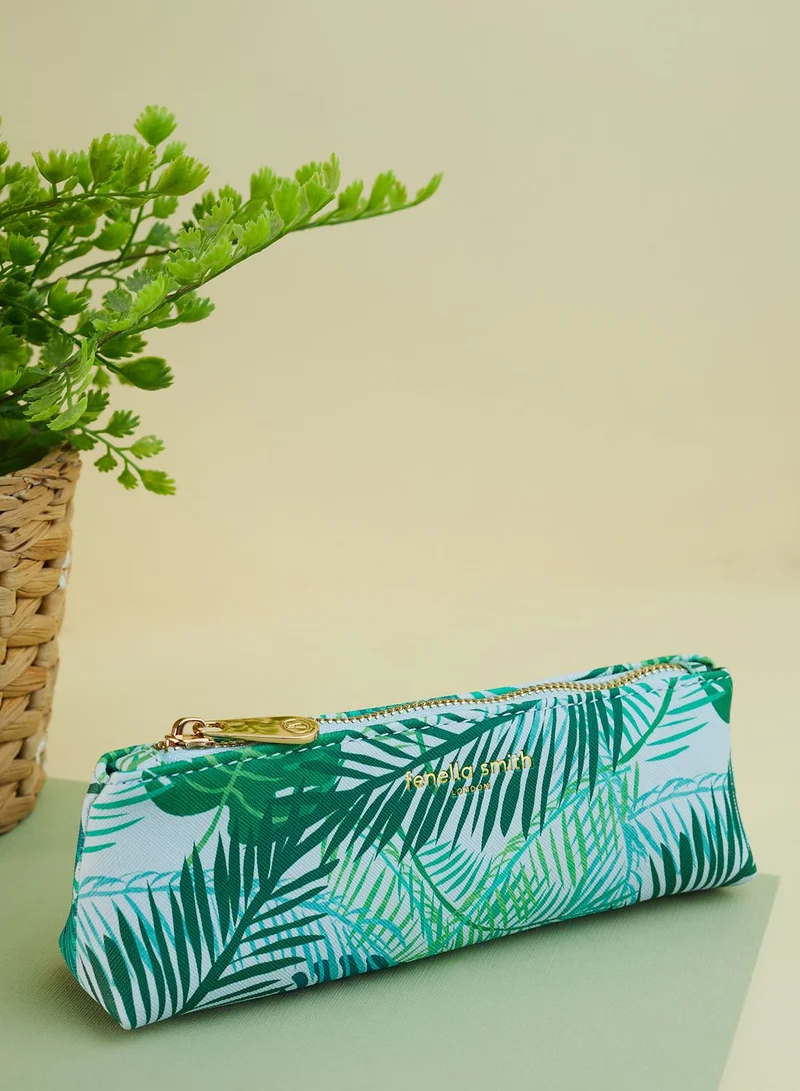 Fenella Smith London Green Palm Vegan Leather Pencil Case