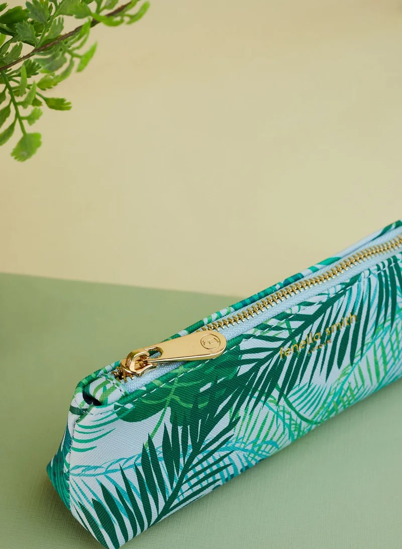 Fenella Smith London Green Palm Vegan Leather Pencil Case