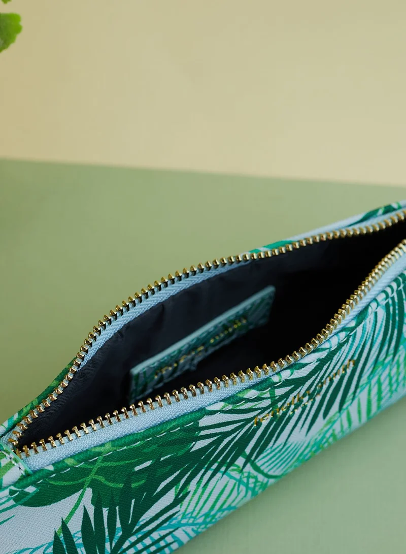 Fenella Smith London Green Palm Vegan Leather Pencil Case