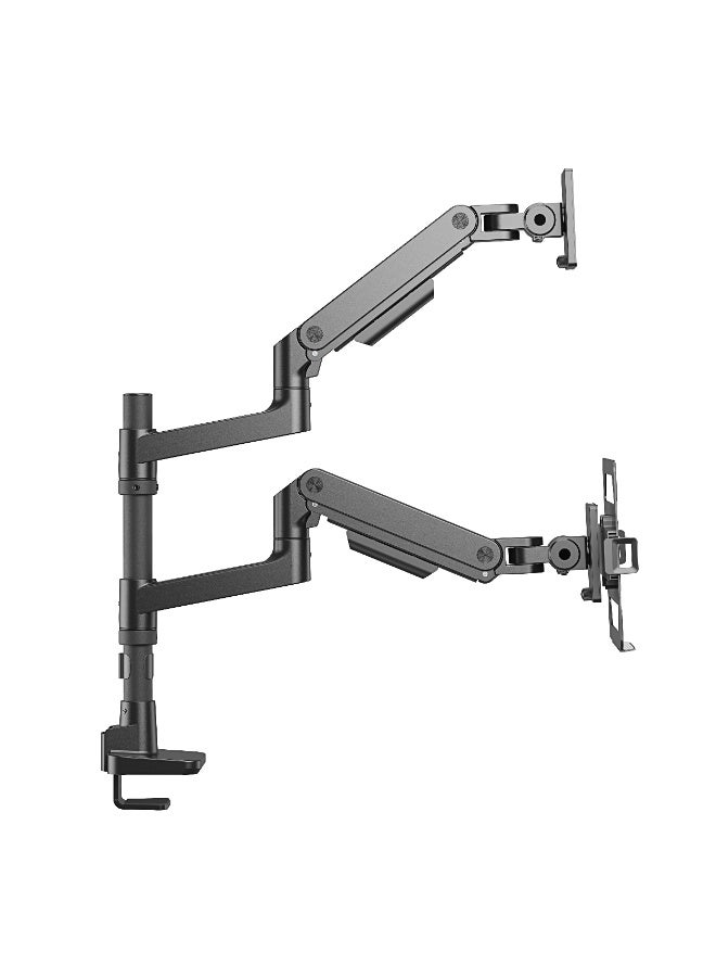 Skill Tech Skilltech SH81 C024P Heavy-Duty Dual Gas Spring Monitor Arm, Supports 17"–49" Screens, 2×20kg Load, Full Motion Tilt/Swivel/Rotation, VESA 100×100, Clamp/Grommet Mount – Premium Black - Image 5