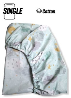 Bebek Özel Baby Special 100% Cotton Baby and Kids Elastic Sheet with Moon Star Cloud Pattern 70 x 140 cm  - Image 1