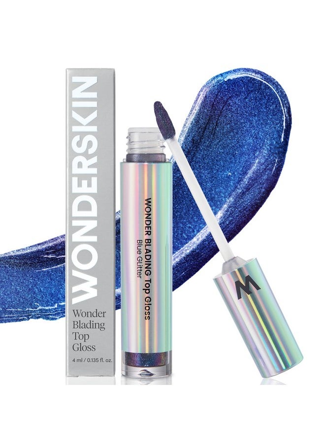 Wonderskin - Wonder Blading Top Gloss Clear Lip Gloss High Shine Finish Hydrating Lip Gloss Lip Makeup (Glitter Blue) - Image 1