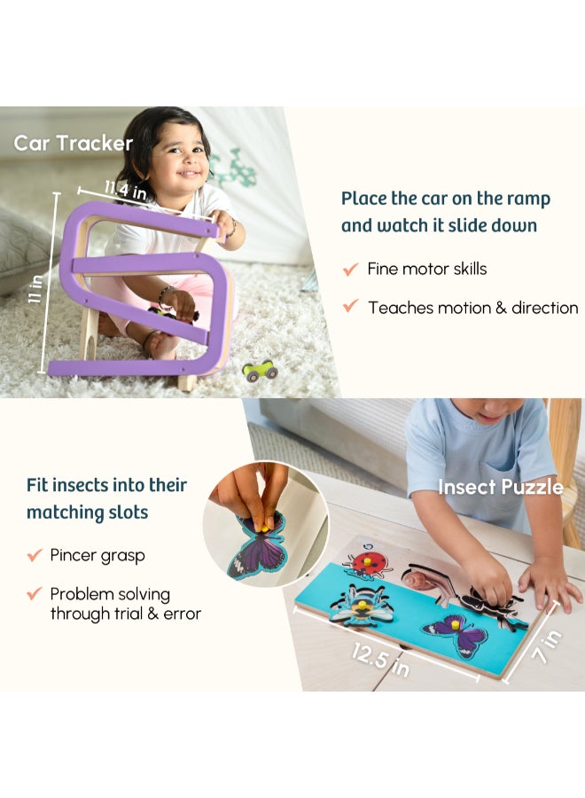 Curious Cub ألعاب خشبية تعليمية من مونتيسوري للأطفال ألعاب مونتيسوري لعمر سنة واحدة مهارات الحركة الدقيقة، تنسيق اليد والعين تطوير الطفل المبكر هدايا عيد ميلاد للأطفال بعمر سنة واحدة - Image 3