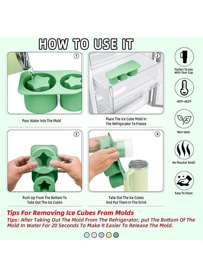 Ice Cube Tray for Tumbler Cups with Sealing Lid, Make 3 Pentagram Cylinder Large Ice Cubes for Chilled Beverages Coffee - Image 3