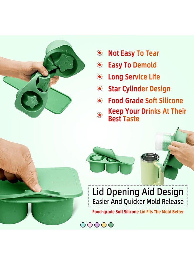 Ice Cube Tray for Tumbler Cups with Sealing Lid, Make 3 Pentagram Cylinder Large Ice Cubes for Chilled Beverages Coffee - Image 4