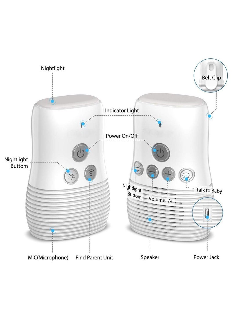 MARHABABY Baby Audio Monitor, Audio Baby Care Monitor, Wireless Rechargeable Baby Care Monitor, High Sensitivity Microphone and Speaker with Night Light, White - Image 3