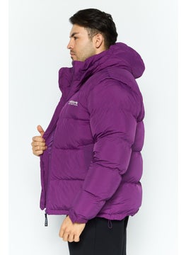 adidas Originals Men Sportswear Fit Outdoor Hooded  Puffer Jacket, Purple  - Image 3