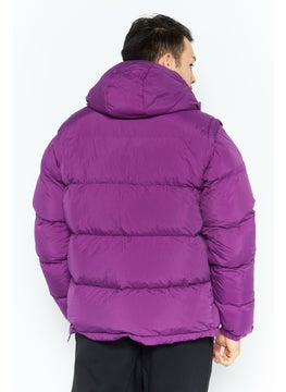 adidas Originals Men Sportswear Fit Outdoor Hooded  Puffer Jacket, Purple  - Image 4