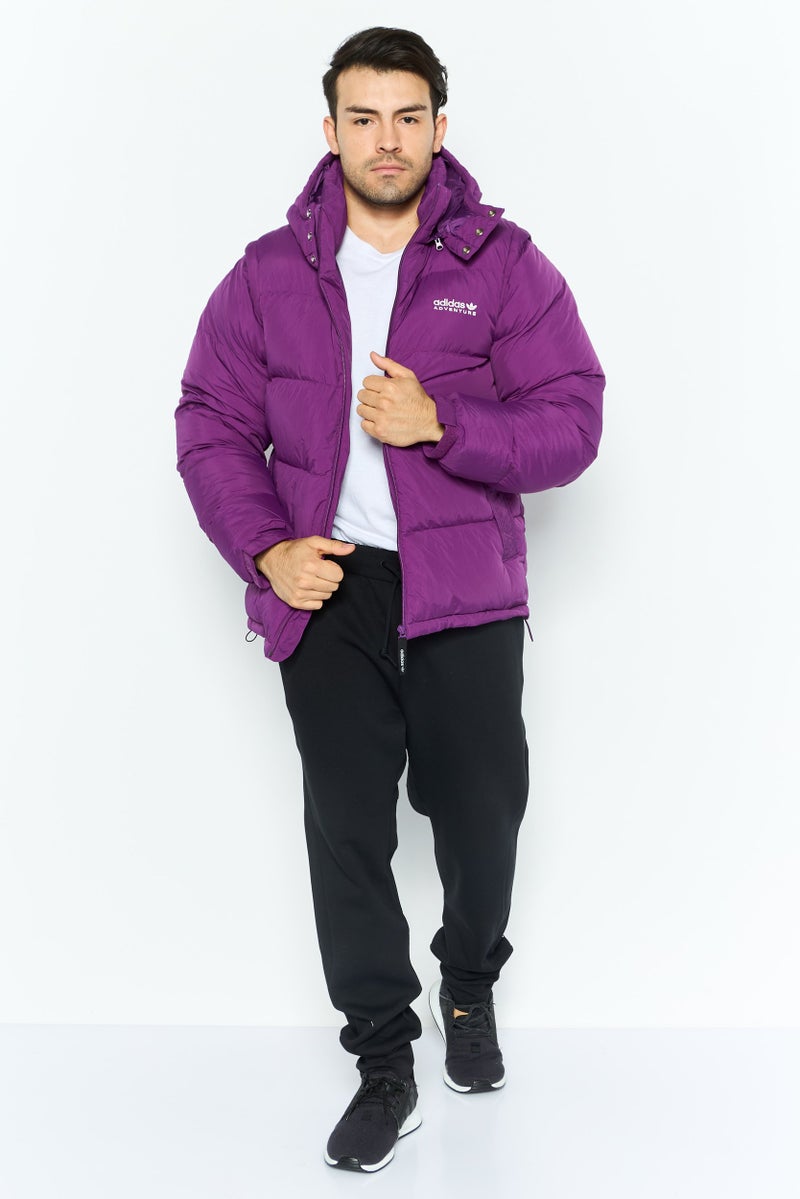 adidas Originals Men Sportswear Fit Outdoor Hooded  Puffer Jacket, Purple  - Image 2