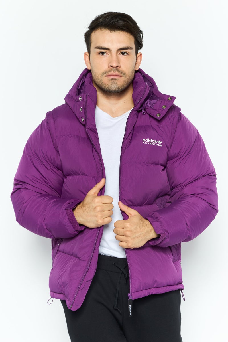 adidas Originals Men Sportswear Fit Outdoor Hooded  Puffer Jacket, Purple  - Image 1