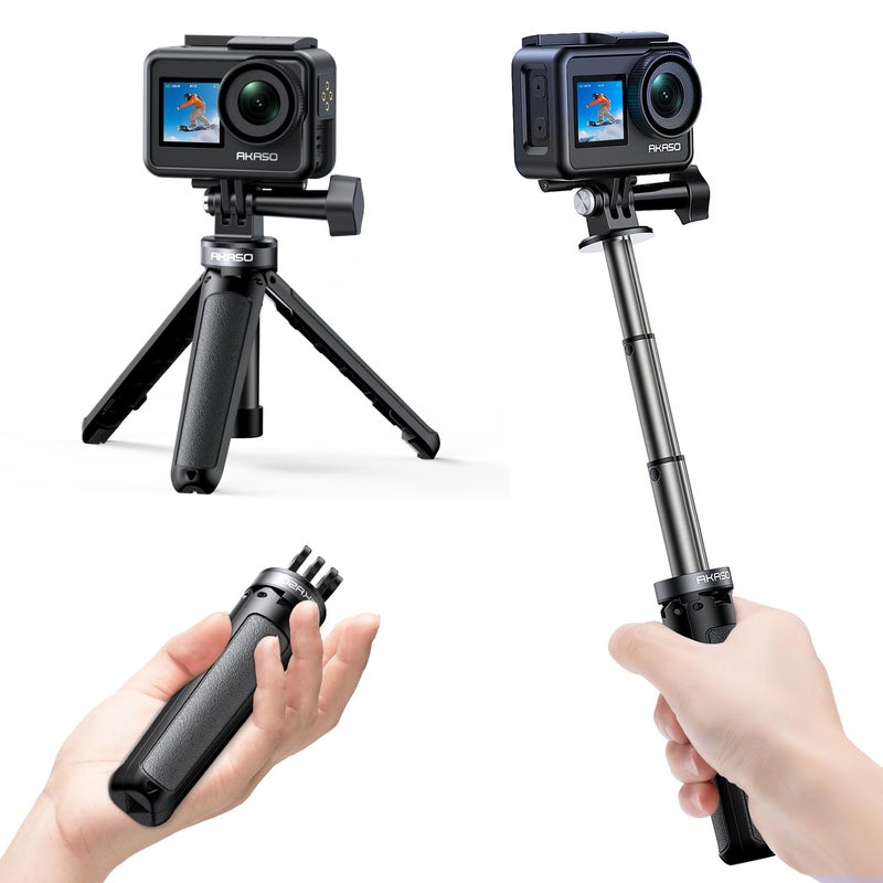 AKASO 22cm Mini Tripod Selfie Stick Tripod Stand Compatible with AKASO Action Cameras EK7000/EK7000 Pro/Brave 4 Pro/Brave 7 LE/Brave 7/Brave 8/V50X/V50 Pro/V50 Elite & Other Brand Action Cameras - Image 1