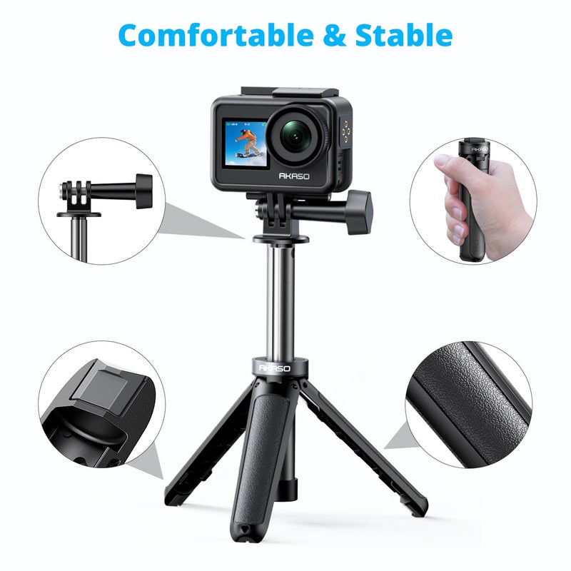 AKASO 22cm Mini Tripod Selfie Stick Tripod Stand Compatible with AKASO Action Cameras EK7000/EK7000 Pro/Brave 4 Pro/Brave 7 LE/Brave 7/Brave 8/V50X/V50 Pro/V50 Elite & Other Brand Action Cameras - Image 3