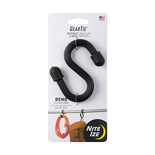 Nite Ize Gear Tie Bendable S-Hook, Flexible S-Hook Hanger for Garage, Closet, Kitchen and Plants, Black, 1 Count (Pack of 1) - Image 1
