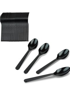 Star 50 Pcs Disposable Plastic Spoons, Heavyweight Durable Black Spoons  - Image 2