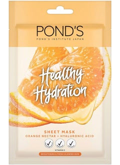 Healthy Hydration Sheet Mask for Bright, Fresh and Glowing Skin,with 100% Natural Origin Orange Extract, Hyaluronic Acid & Vitamin C, 25ml