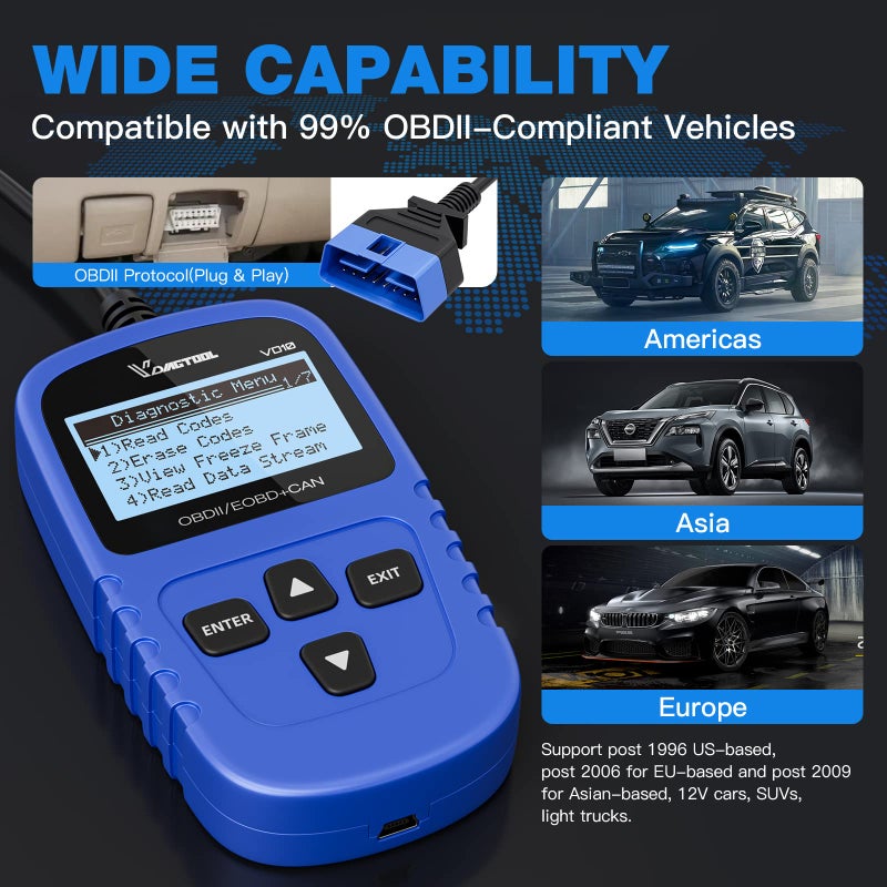 Vdiagtool أداة فحص السيارات VDIAGTOOL VD10 OBD2 لقراءة رموز الأعطال وإيقاف تشغيل ضوء التحذير من الأعطال مع إطار تجميد / جاهزية I/M لجميع سيارات بروتوكول OBDII، أداة فحص OBD2. - Image 3