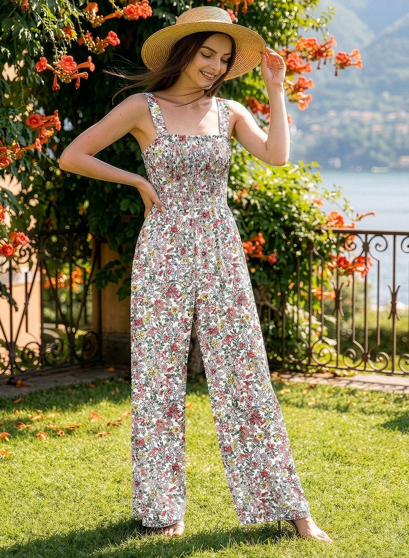 Dokotoo Womens Casual Loose Overalls One Piece Sleeveless Jumpsuits for Women Stretchy Wide Leg Long Pant Rompers Jumpsuit with Pockets Printed 2026 Fashion Xsmall Light Pink - Image 4
