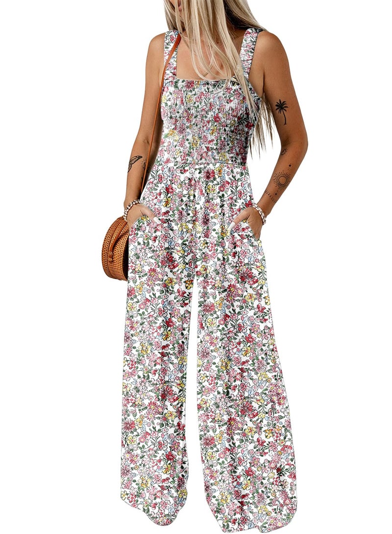 Dokotoo Womens Casual Loose Overalls One Piece Sleeveless Jumpsuits for Women Stretchy Wide Leg Long Pant Rompers Jumpsuit with Pockets Printed 2026 Fashion Xsmall Light Pink - Image 1